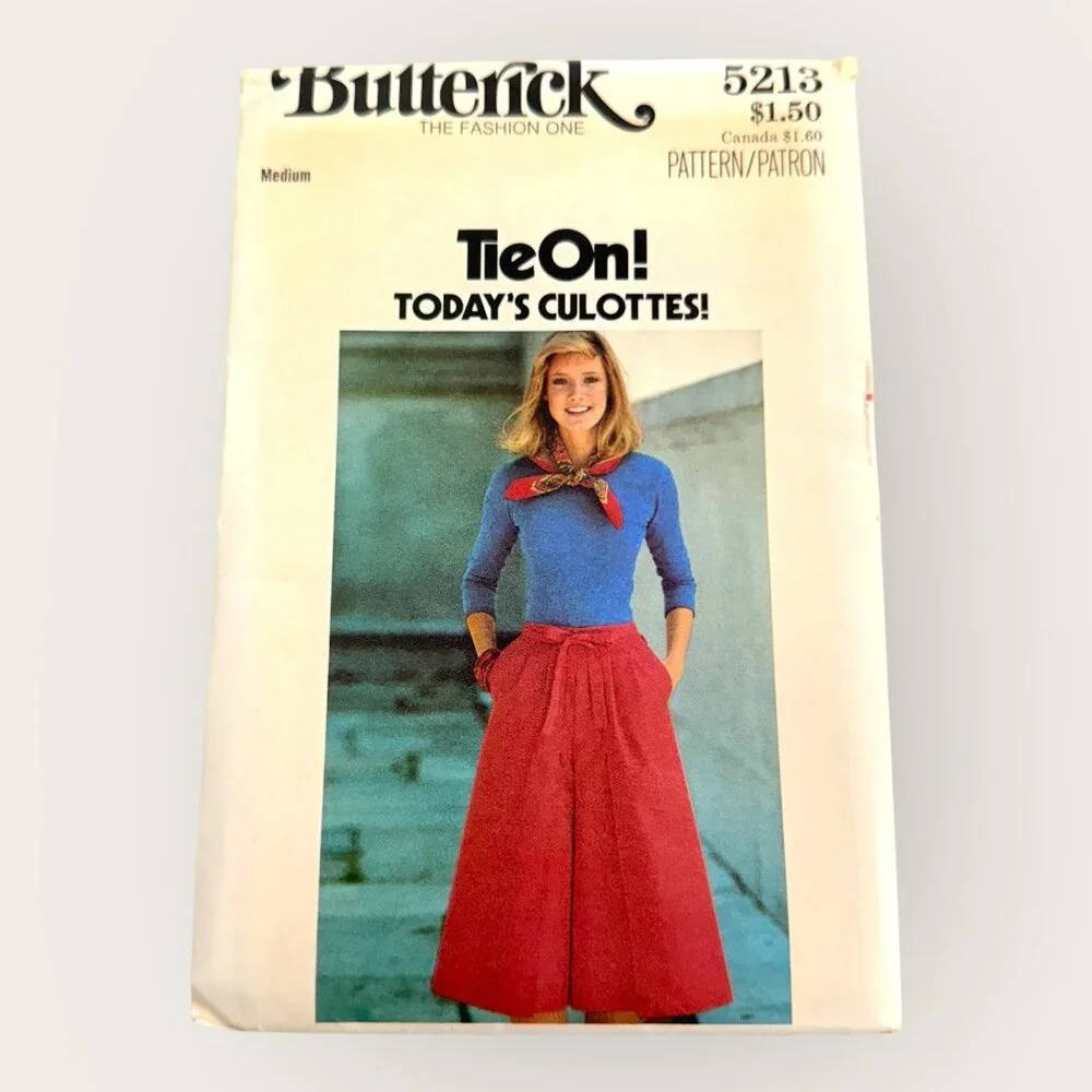 Vintage Butterick Sewing Pattern 5213 Misses Culottes Size Medium